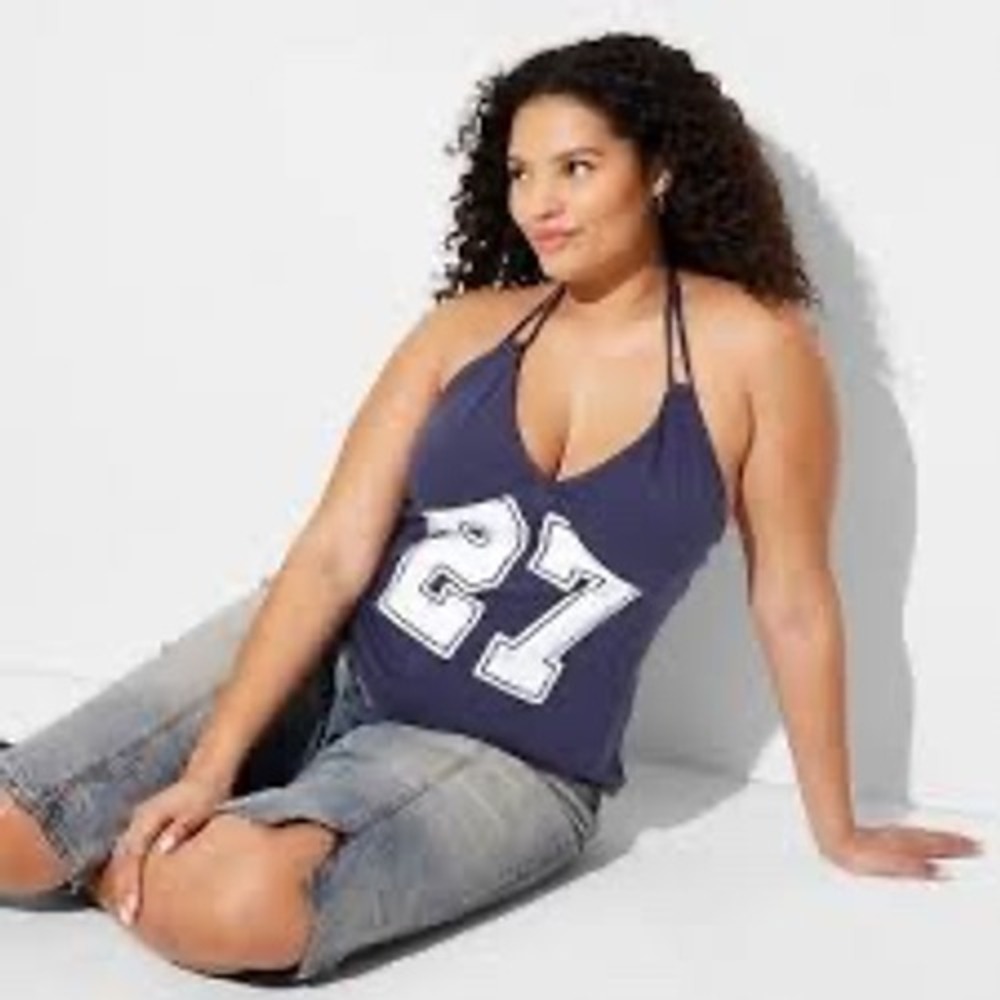 NEW Wild Fable Dark Purple Halter Varsity Graphic Cami, Size XXL